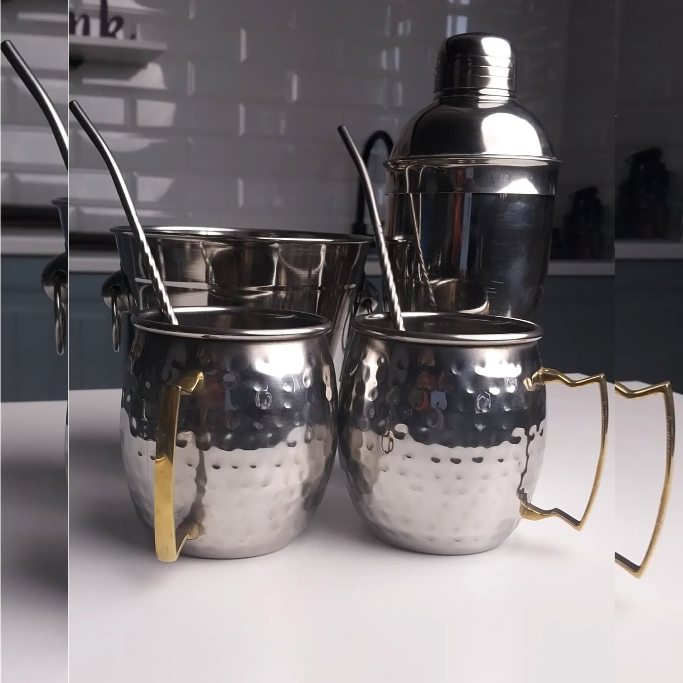Silver Cocktail Set - With Shaker